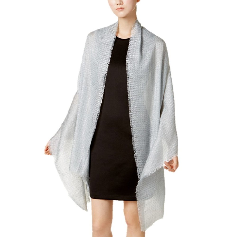 Calvin Klein Waffle-Knit Evening Wrap in Heather Medium Grey Retail $44.00